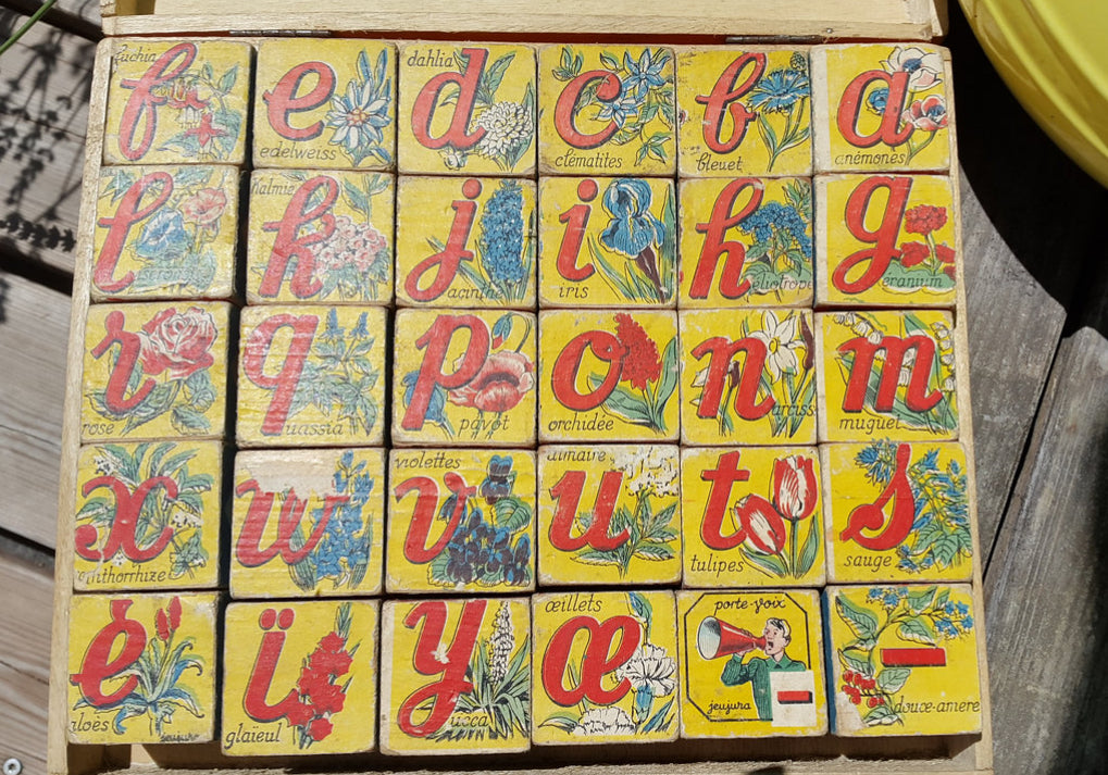 Coffret de cubes bois années 50