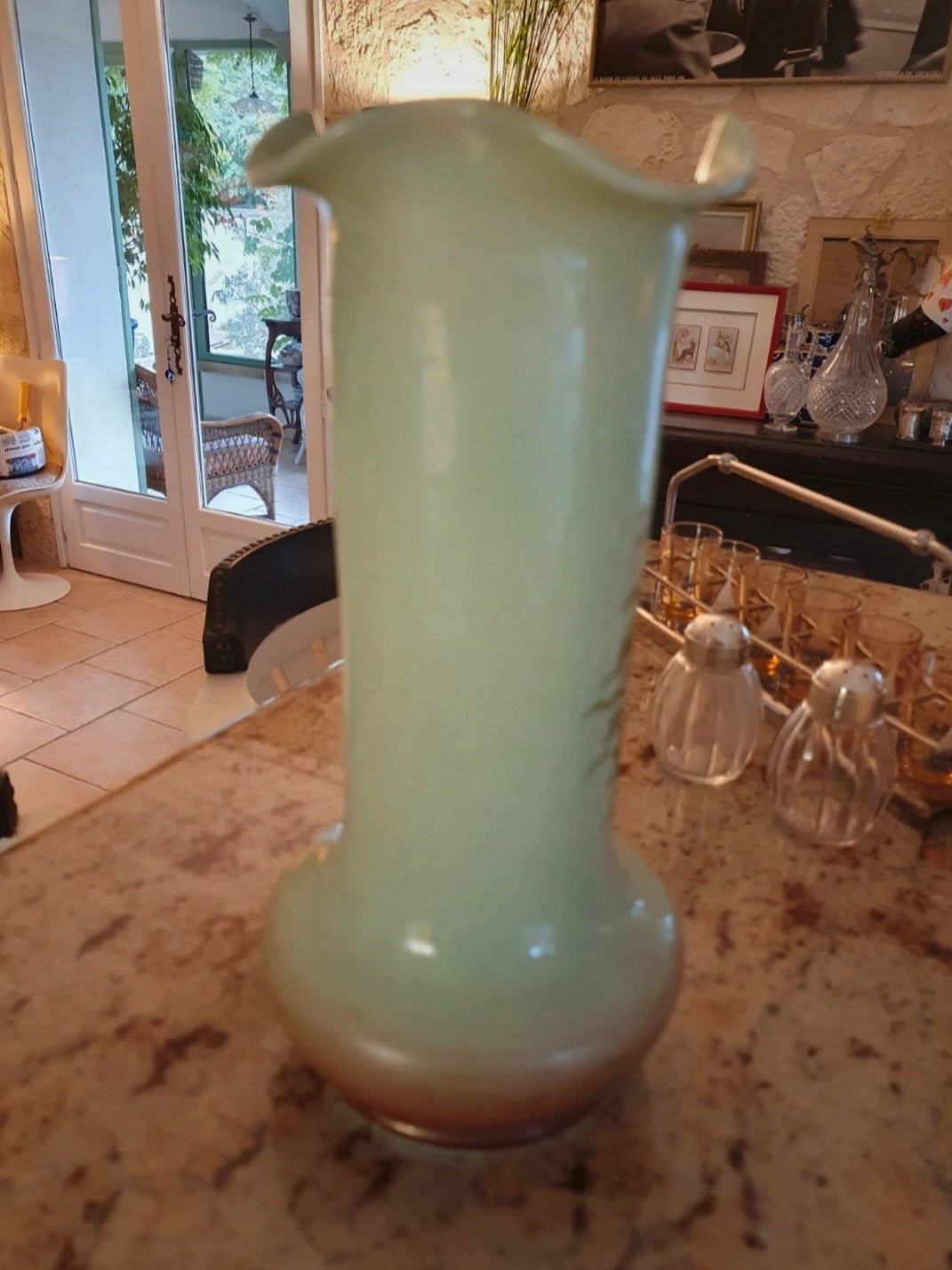 Vase opaline verte