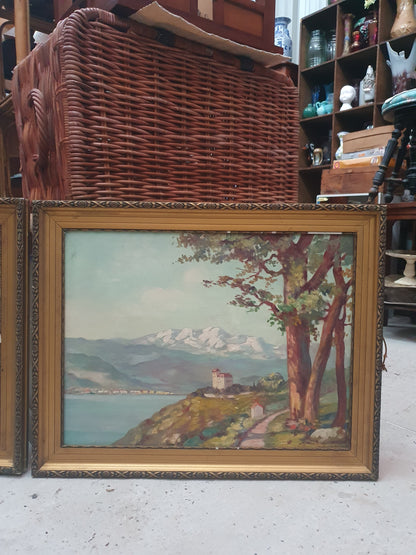 Paire d'huiles sur toile.