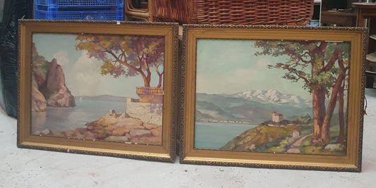 Paire d'huiles sur toile.