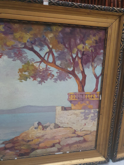 Paire d'huiles sur toile.